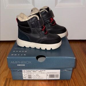 Geox Amphibiox Black and Red Kids' Boots